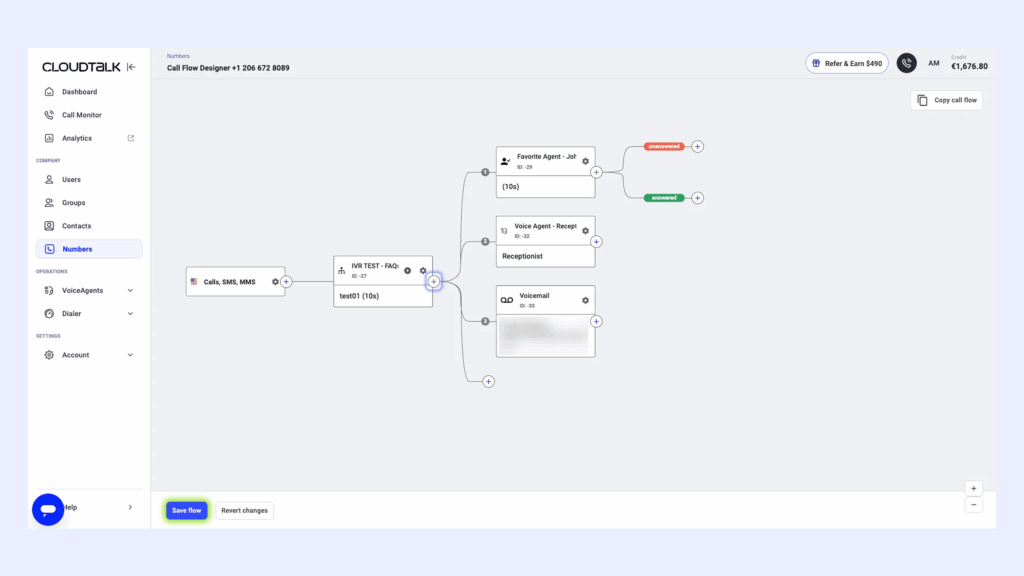 How to set up a call flow