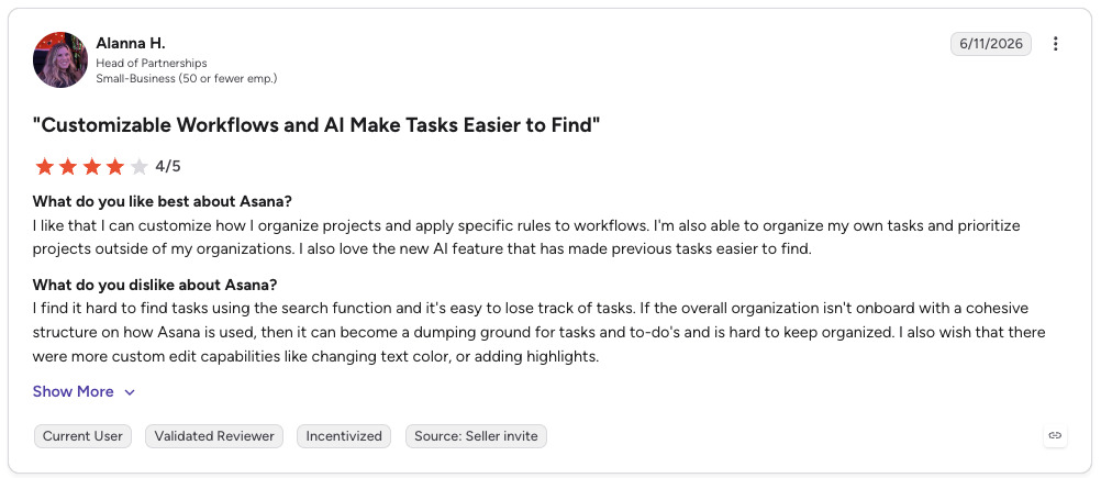 asana g2 review