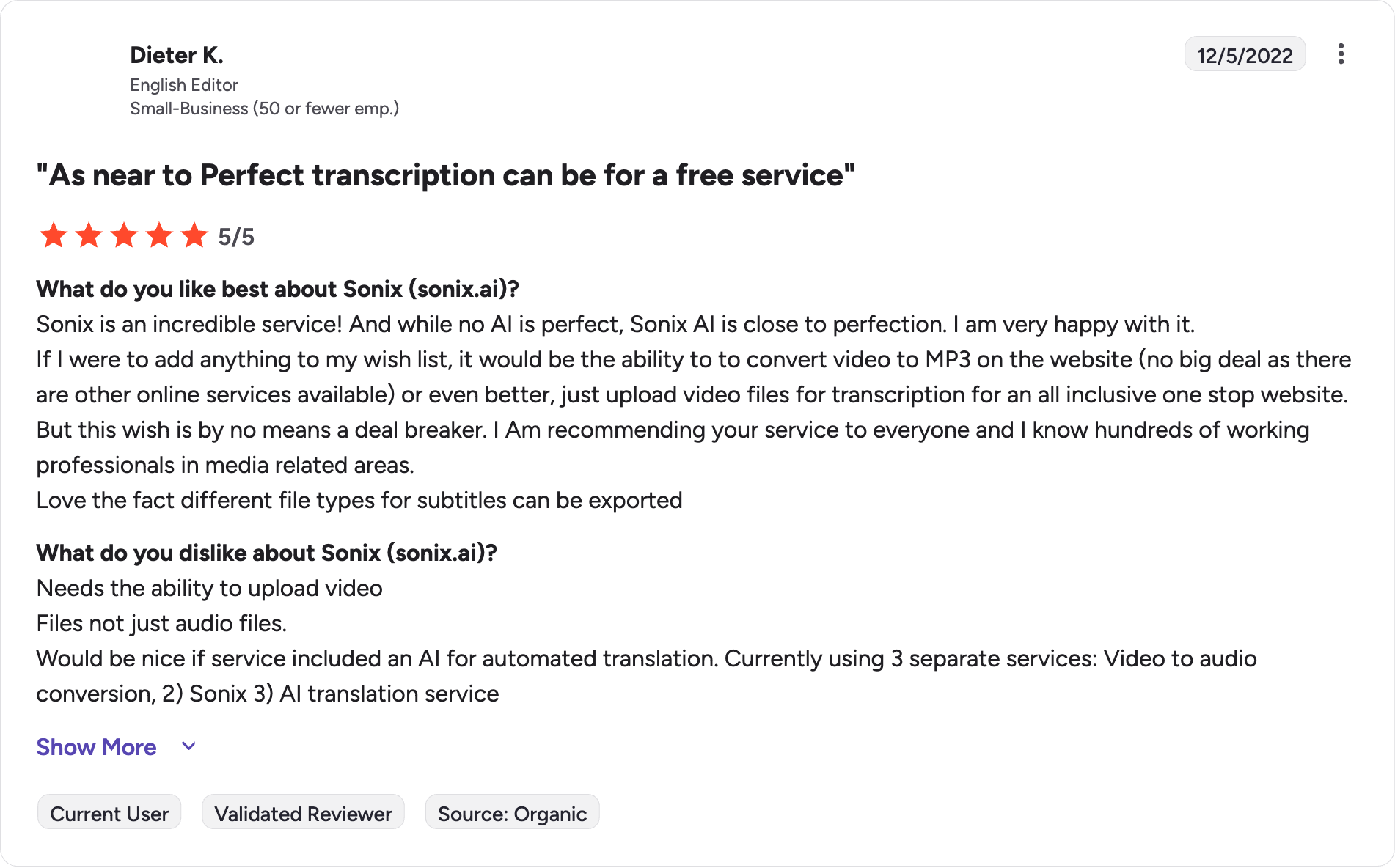 sonix g2 review rating summary