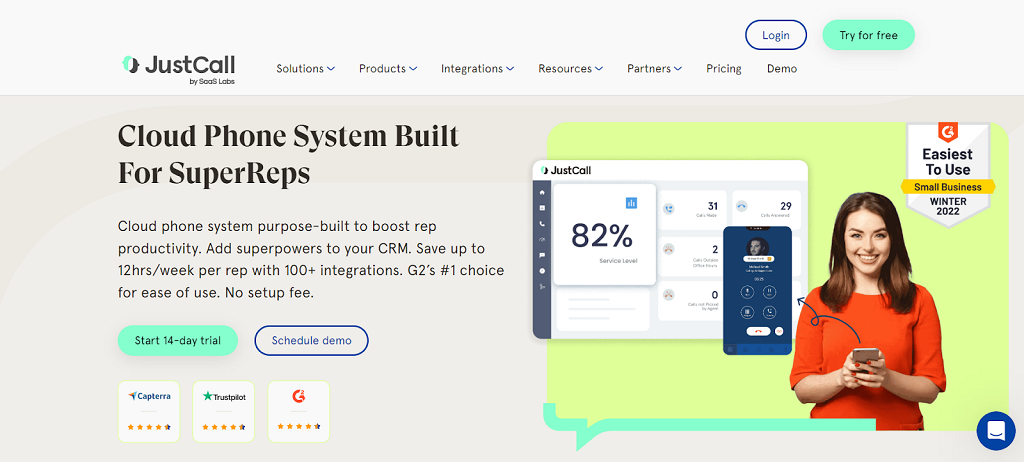 justcall pricing and plans homepage screenshot