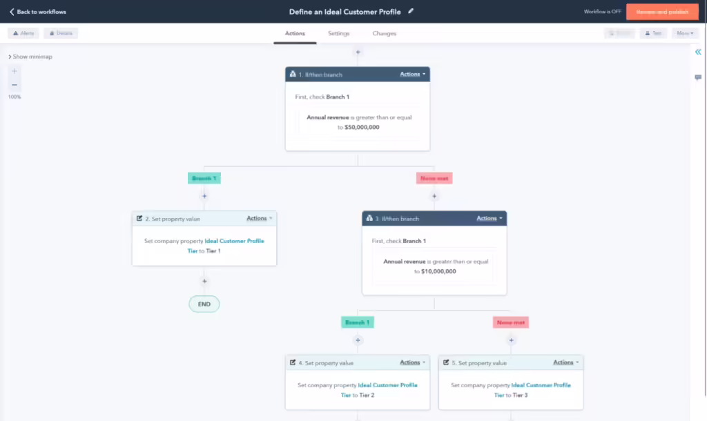 Screenshot of building an ideal customer profile on HubSpot CRM