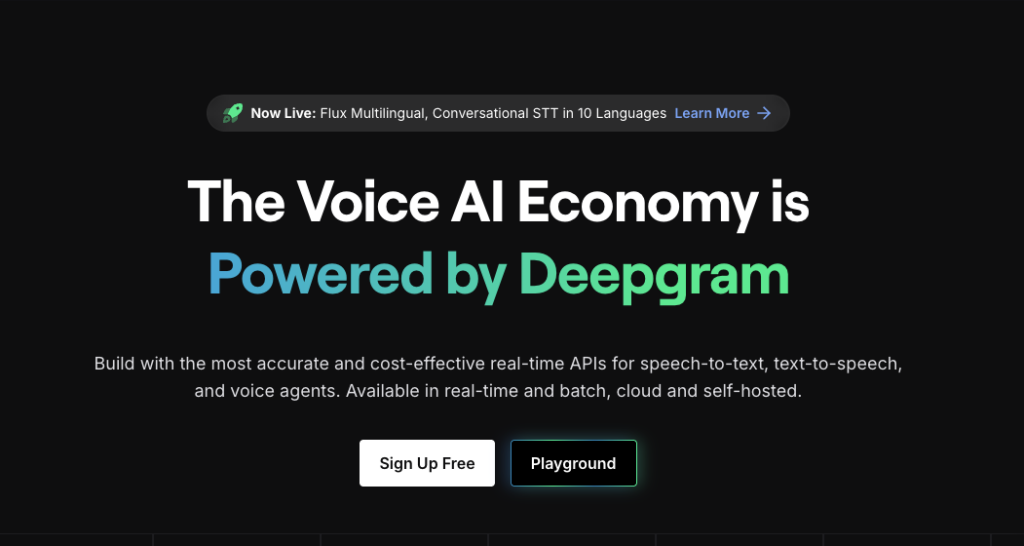 deepgram homepage screenshot