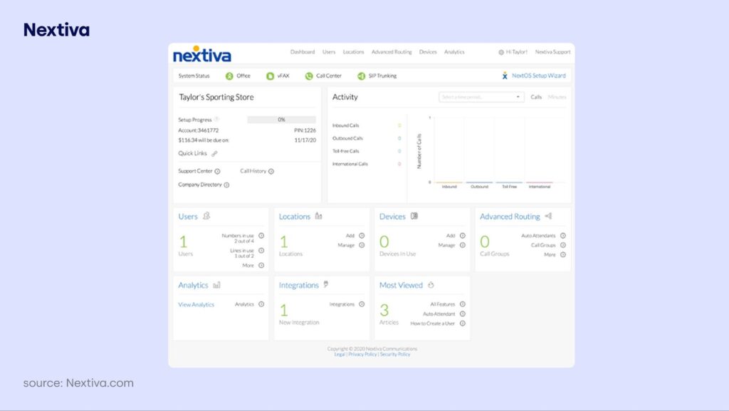Nextiva call software interface