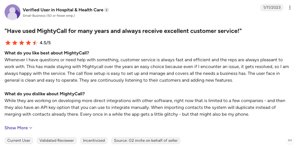 mightycall alternatives g2 review 2