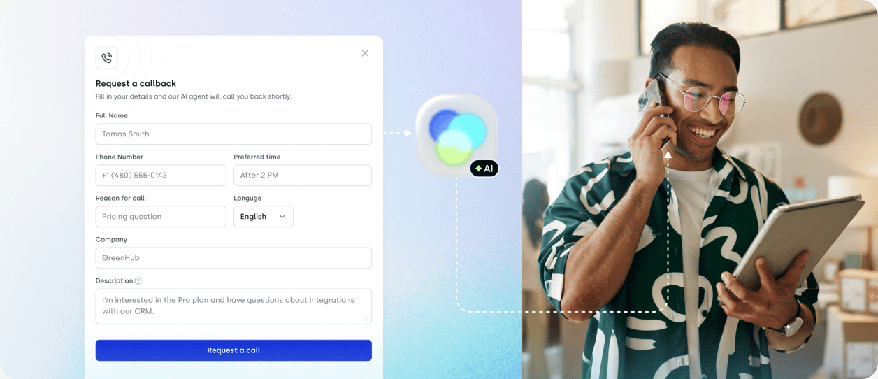 CloudTalk AI-agent die een uitgaande campagne voor contractverlenging uitvoert
