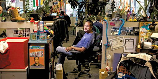 Photo of Zappos CEO Tony Hsieh in their Las Vegas office
