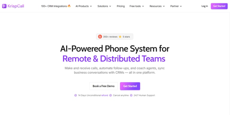 KrispCall calling app for computer interface