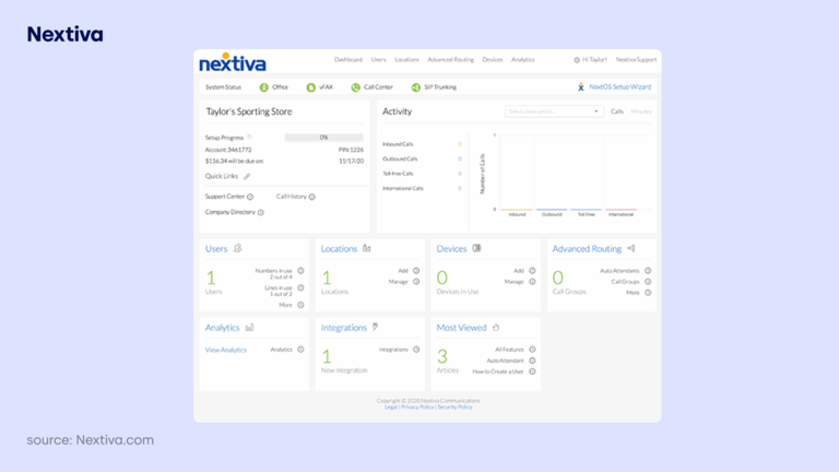 Nextiva interface
