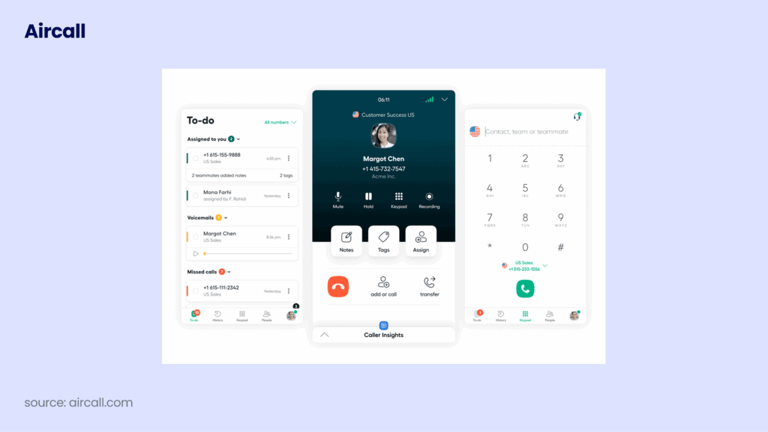 Aircall dialer interface