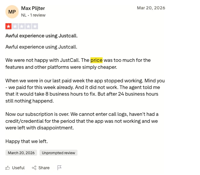justcall pricing review