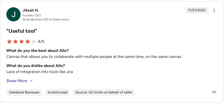 g2 review screenshot allo