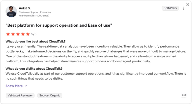 reseña de cloudtalk en g2
