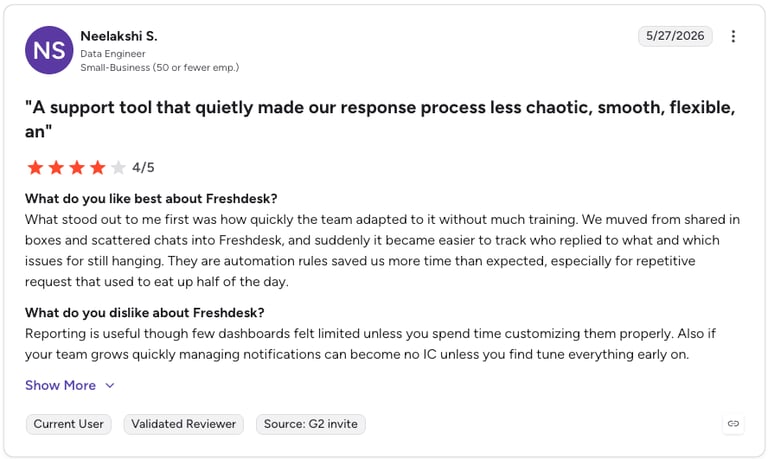 freshdesk g2 review