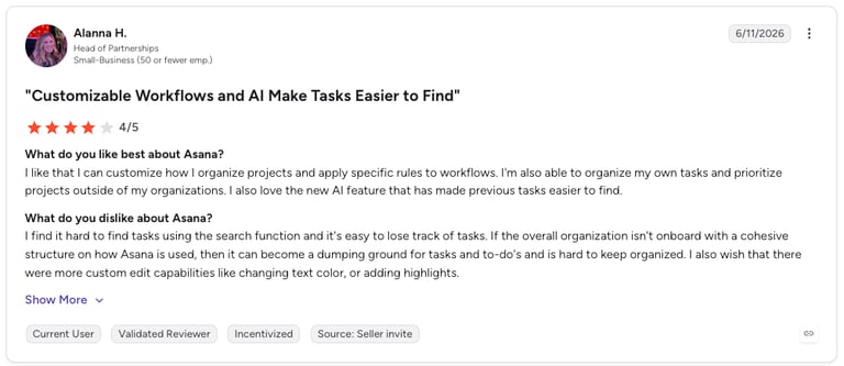 asana g2 review