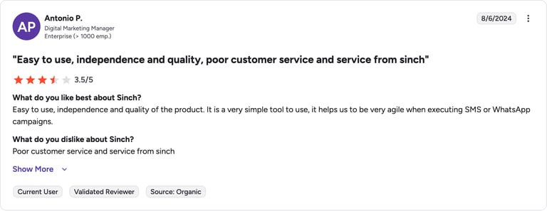 g2 review sinch
