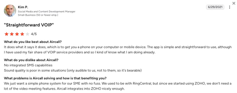 aircall review screenshot