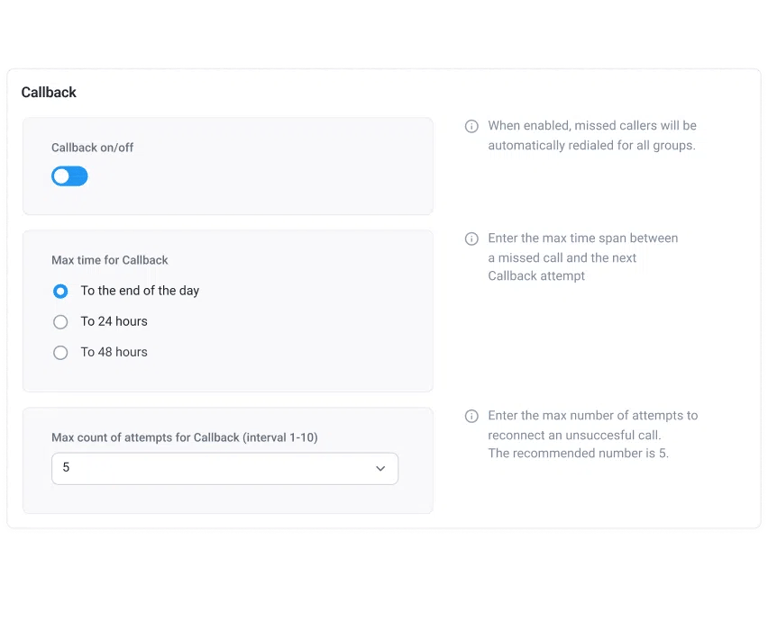how to set up automated callback software in CloudTalk dashboard