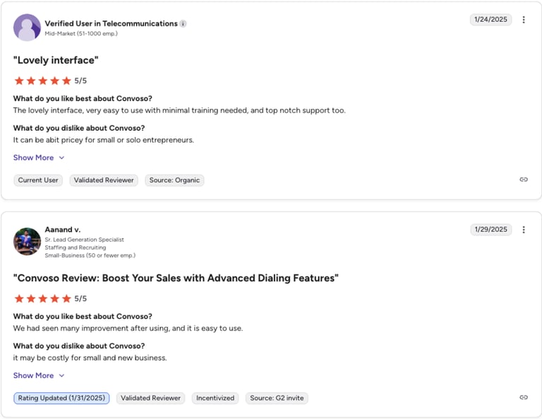 convoso pricing review screenshot g2