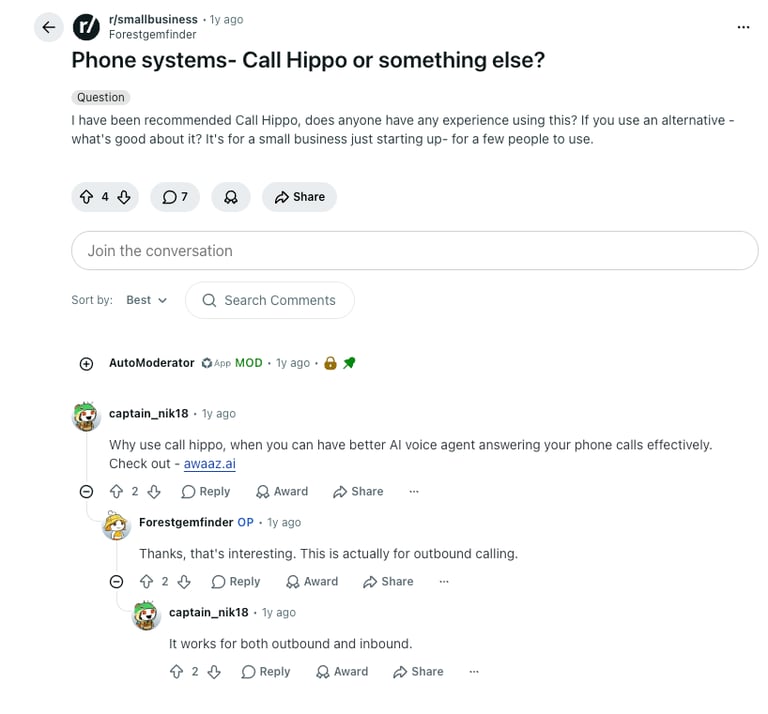 callhippo pricing discussion on reddit
