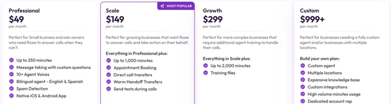 Rosie AI Pricing