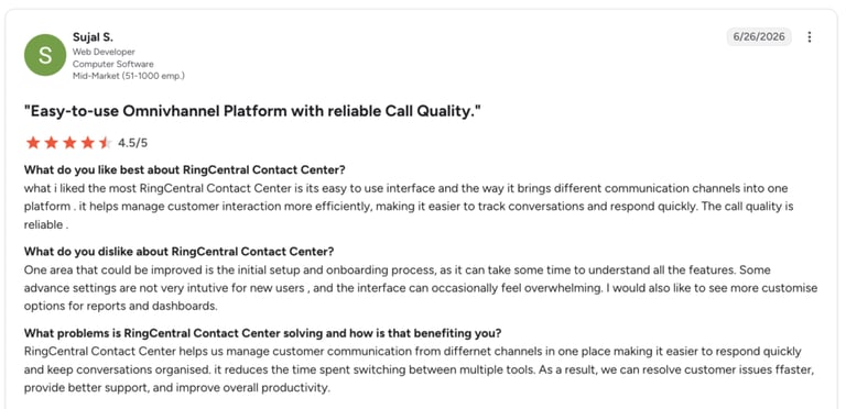 ringcentral g2 user review