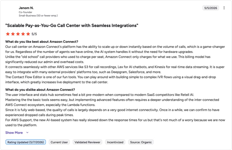 g2 review amazon connect