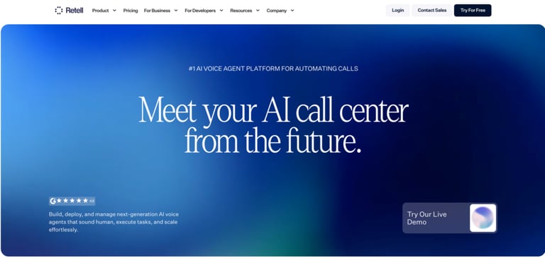 retell ai homeapage