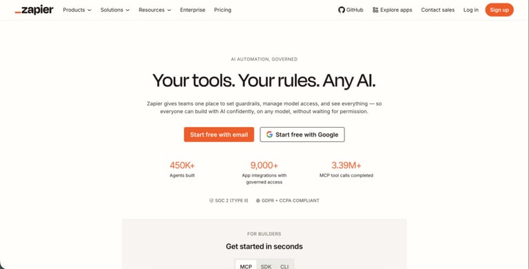 zapier homepage