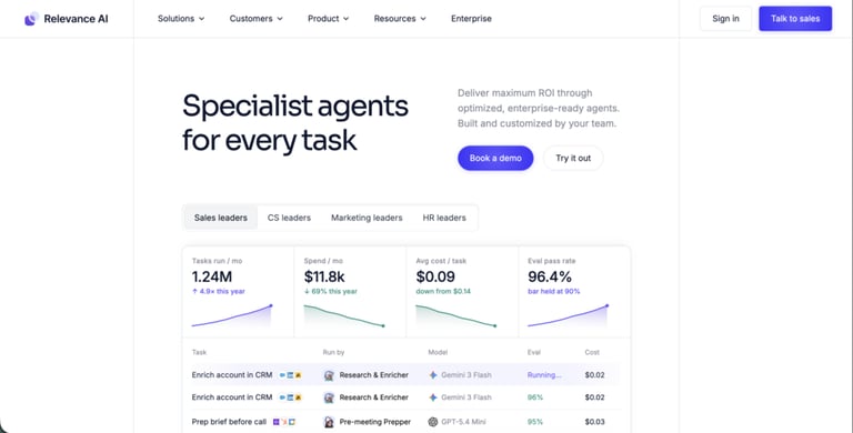 relevance ai homepage