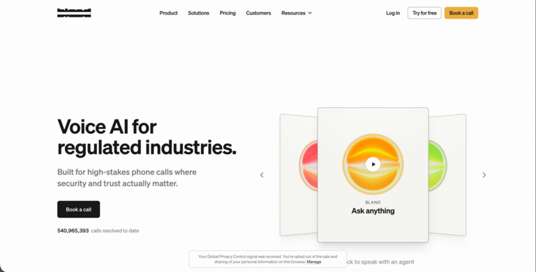 bland ai homepage