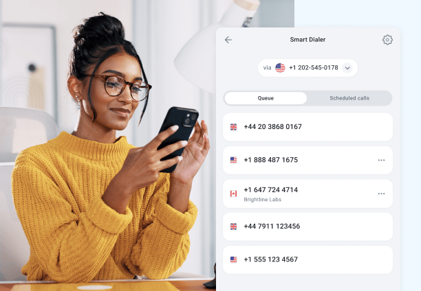 screenshot showing woman choosing numbers to dial