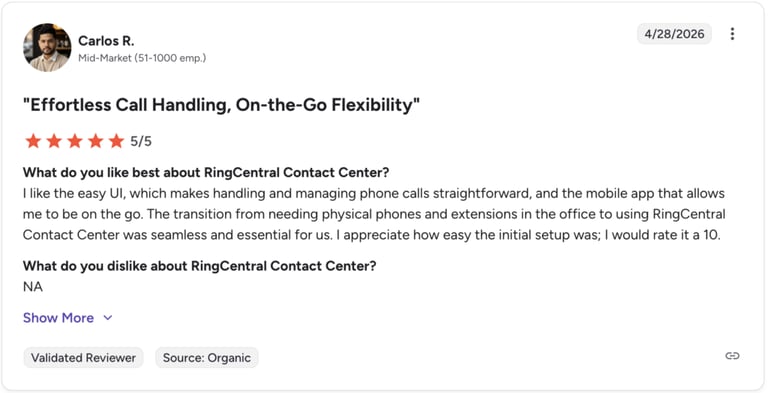 g2 review screenshot nextiva