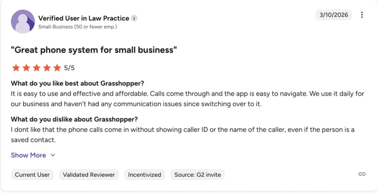 g2 review screenshot grasshopper