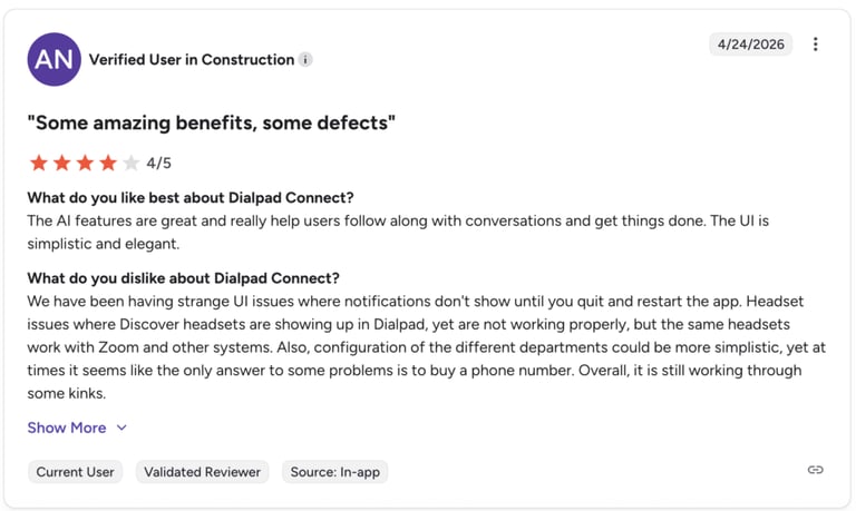 g2 review screenshot dialpad