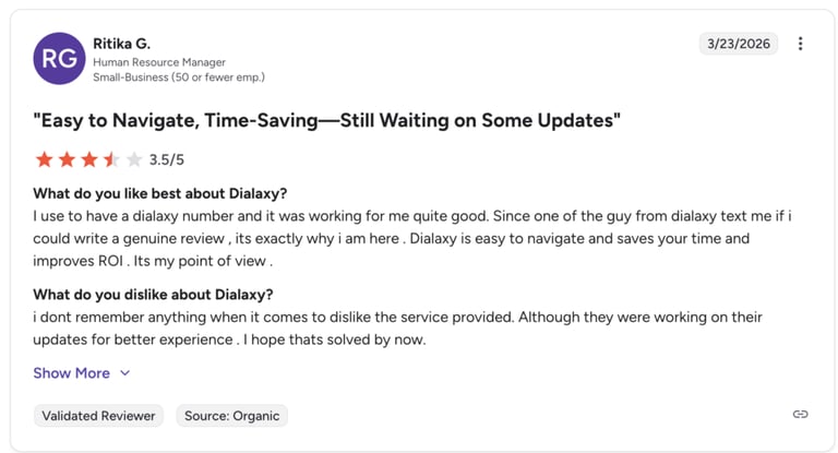 g2 review screenshot dialaxy