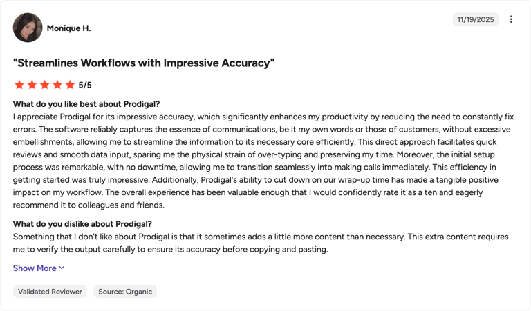 G2 review of Prodigal by Monique H.