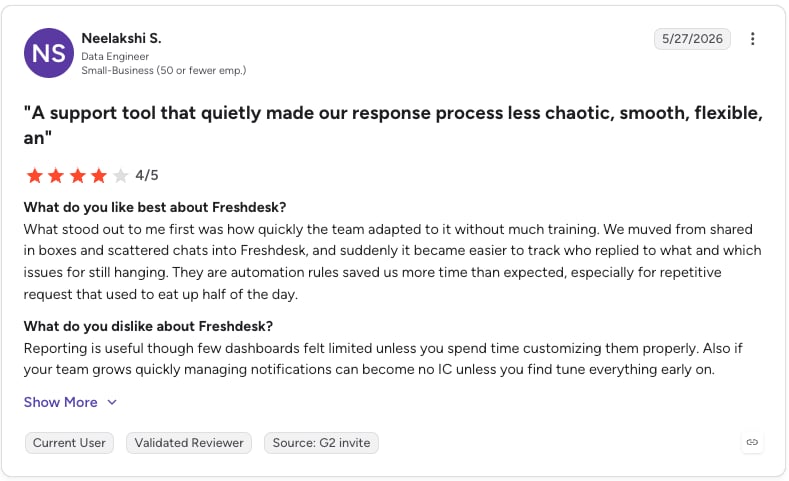 freshdesk g2 review