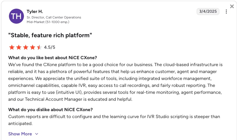 NICE CXone G2 review