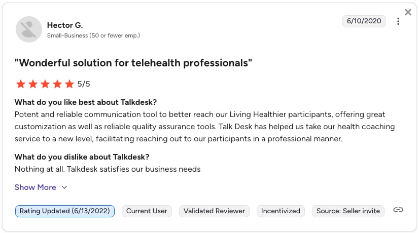 g2 review talkdesk
