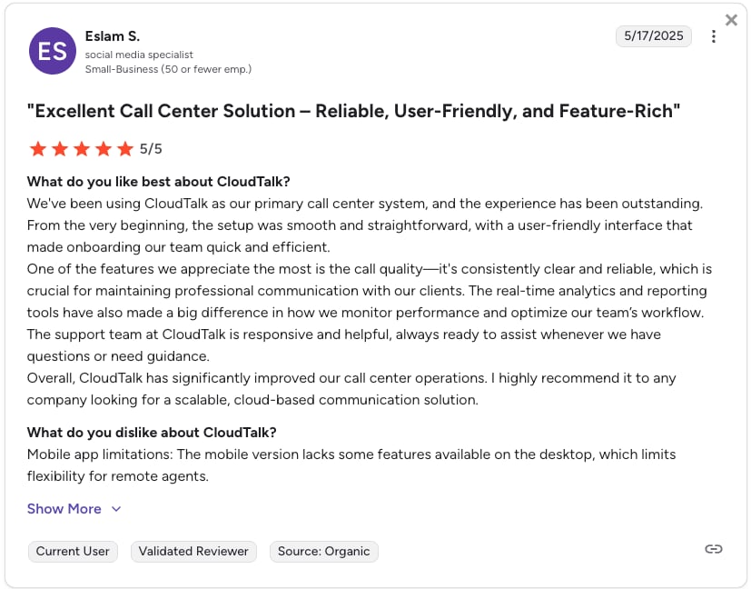 cloudtalk call center review g2 for healthcare