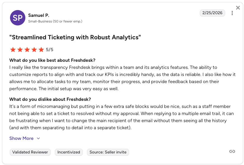 Freshdesk review G2