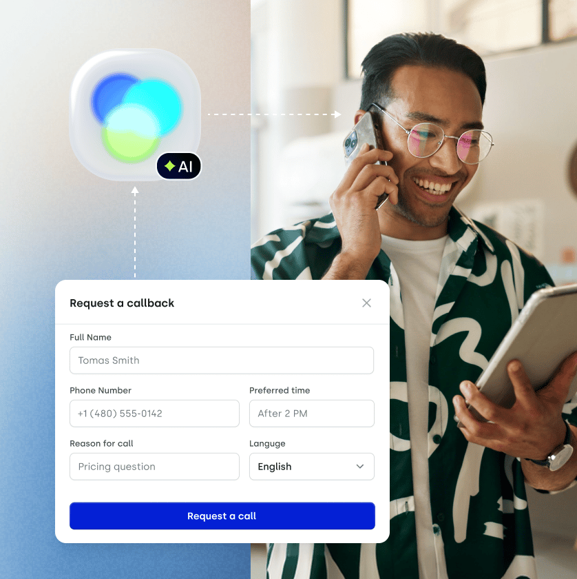 CloudTalk call history with an answered-calls metric card