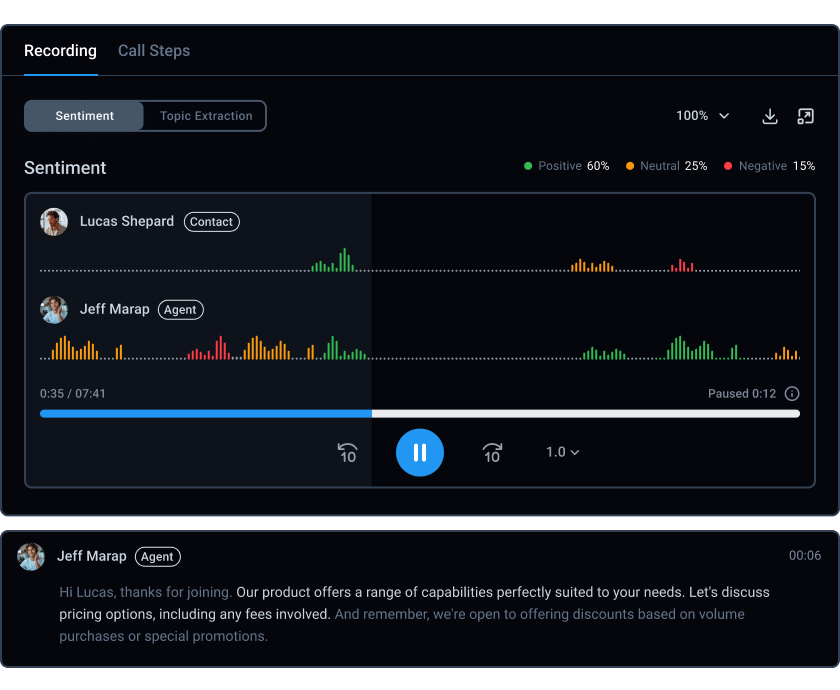 CloudTalk's Call Transcription