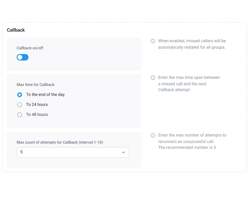 how to set up automated callback software in CloudTalk dashboard