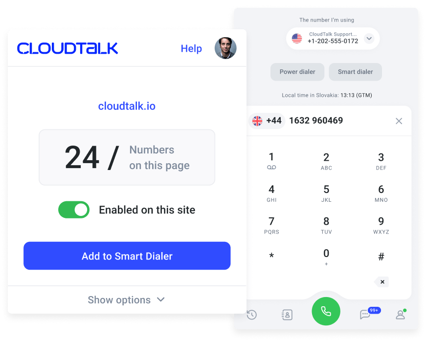 CoudTalk’s Click-To-Call feature.