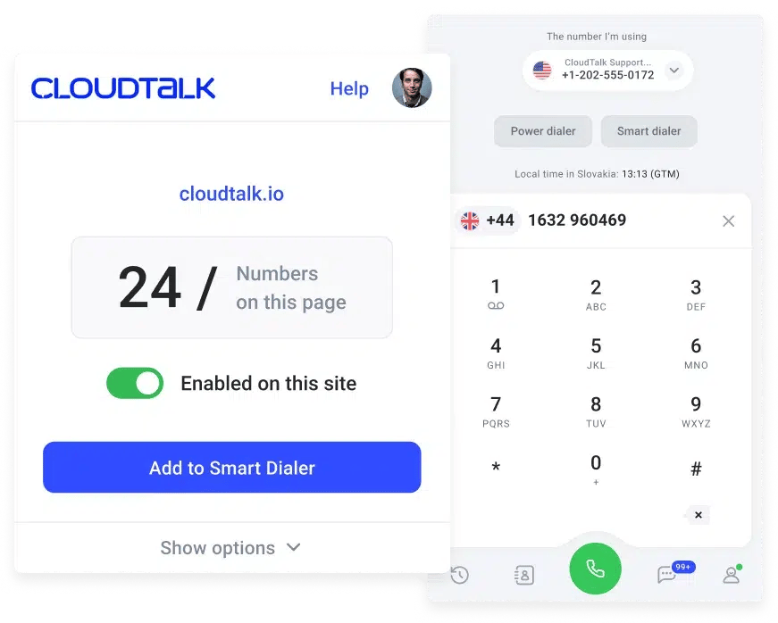 CloudTalk click-to-call feature screenshot