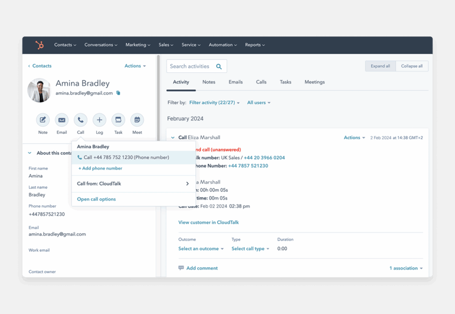 HubSpot x CloudTalk Integration