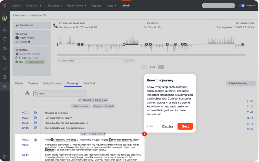Immagine del prodotto Genesys Cloud intelligence sulle conversazioni e trascrizione