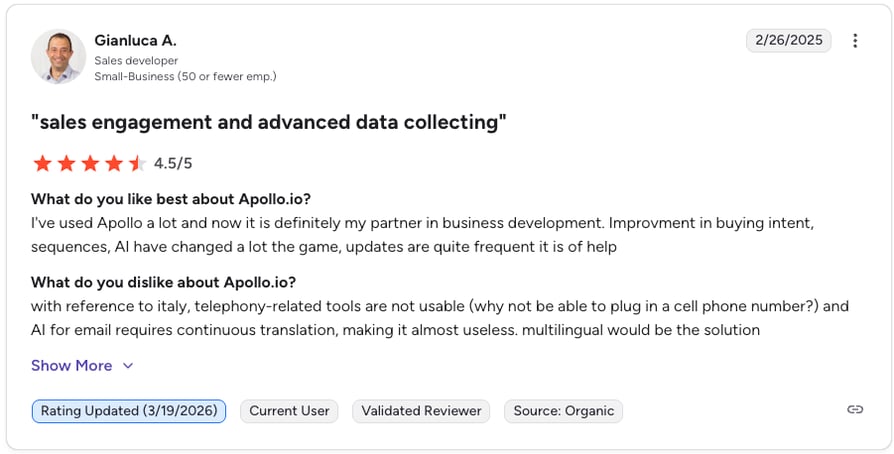 apollo.io review screenshot g2