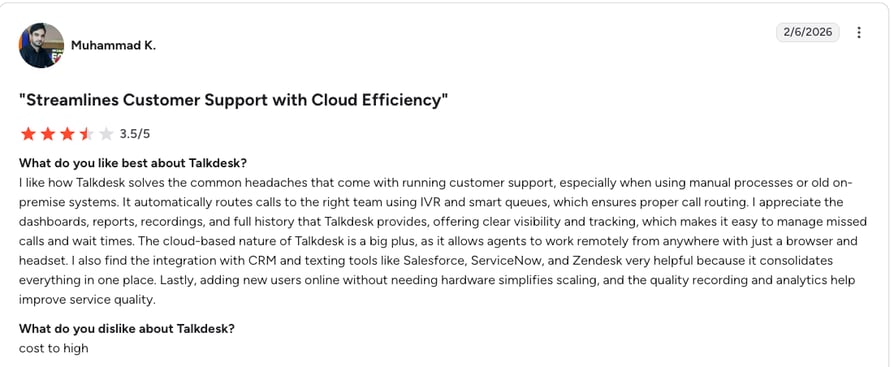 talkdesk g2 review